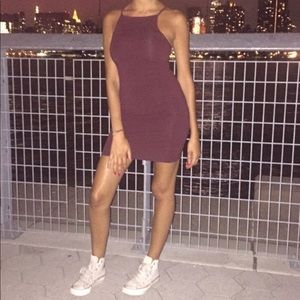 RARE COTTON BURGUNDY SLIM DRESS